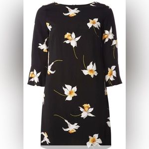 Dorothy Perkins Spring Mini Black Floral Sheath Dress Flute Sleeves Women’s 6